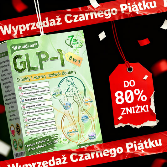 🖤 Black Friday | Oficjalny sklep 👩‍⚕️ BuildLeaf® GLP-1 8-w-1 roztwór doustny (raz dziennie, efekty w 7 dni) Wspiera odchudzanie, serce, cukier, sen, jelita, stawy oraz ujędrnia skórę i dodaje energii.